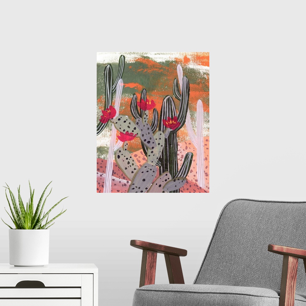 A modern room featuring Desert Flowers II