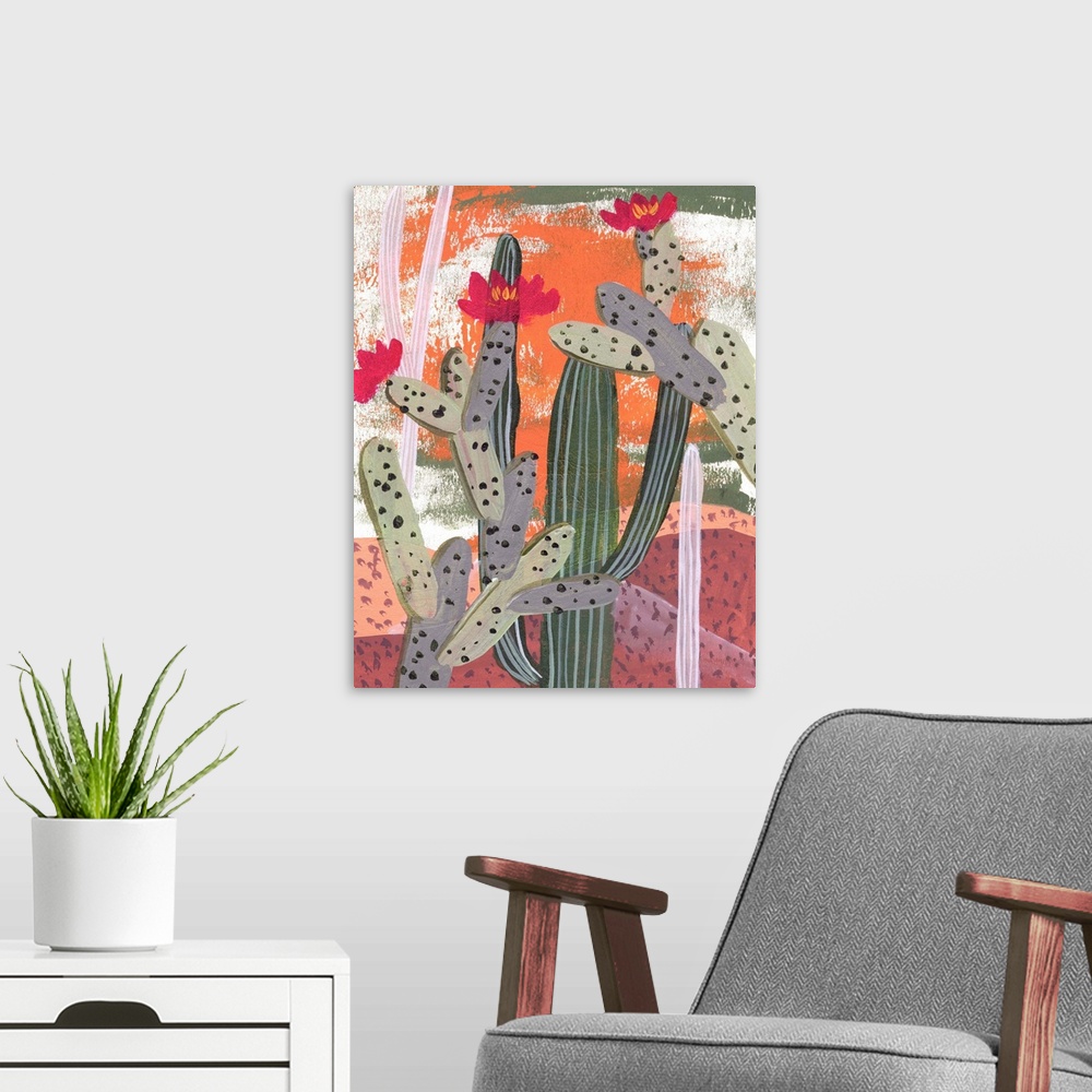 A modern room featuring Desert Flowers III