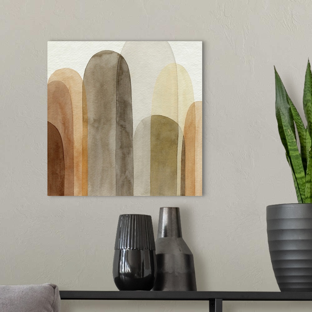 A modern room featuring Desert Watercolor Arches I
