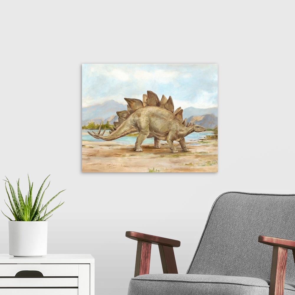 A modern room featuring Dinosaur Illustration I