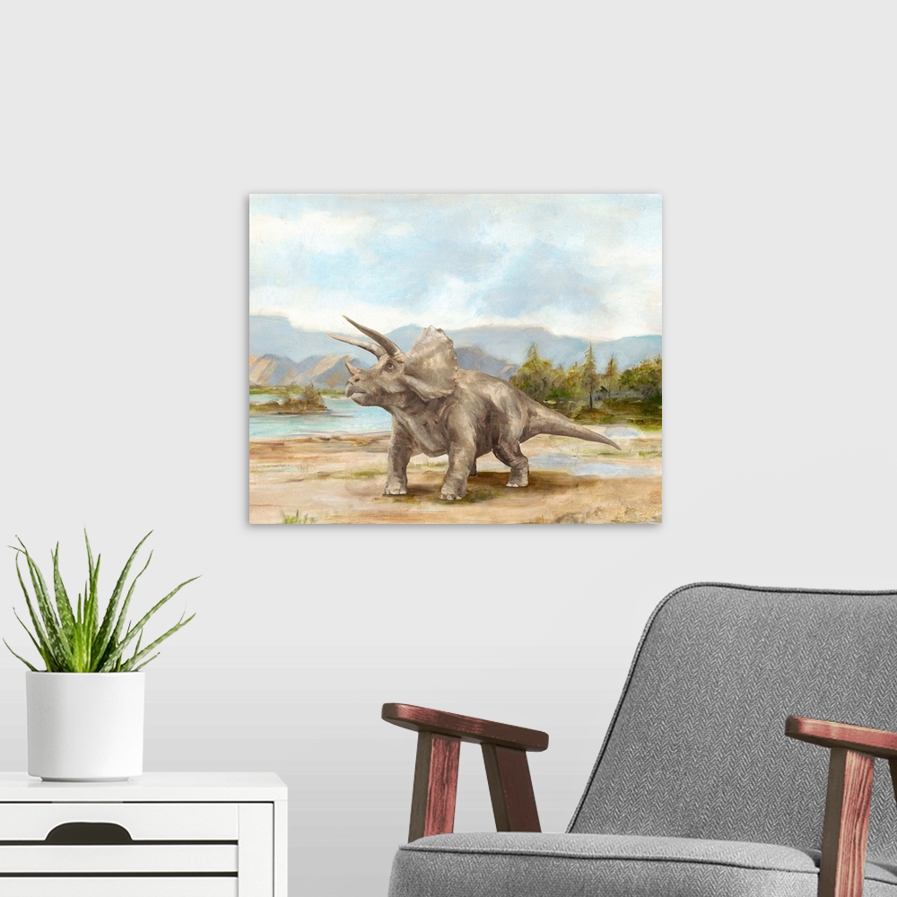 A modern room featuring Dinosaur Illustration II