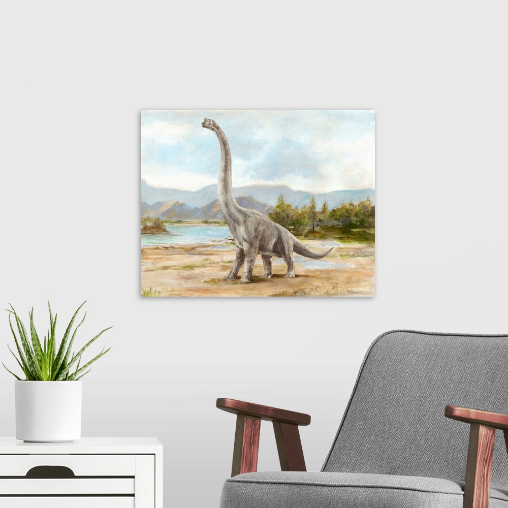 A modern room featuring Dinosaur Illustration IV