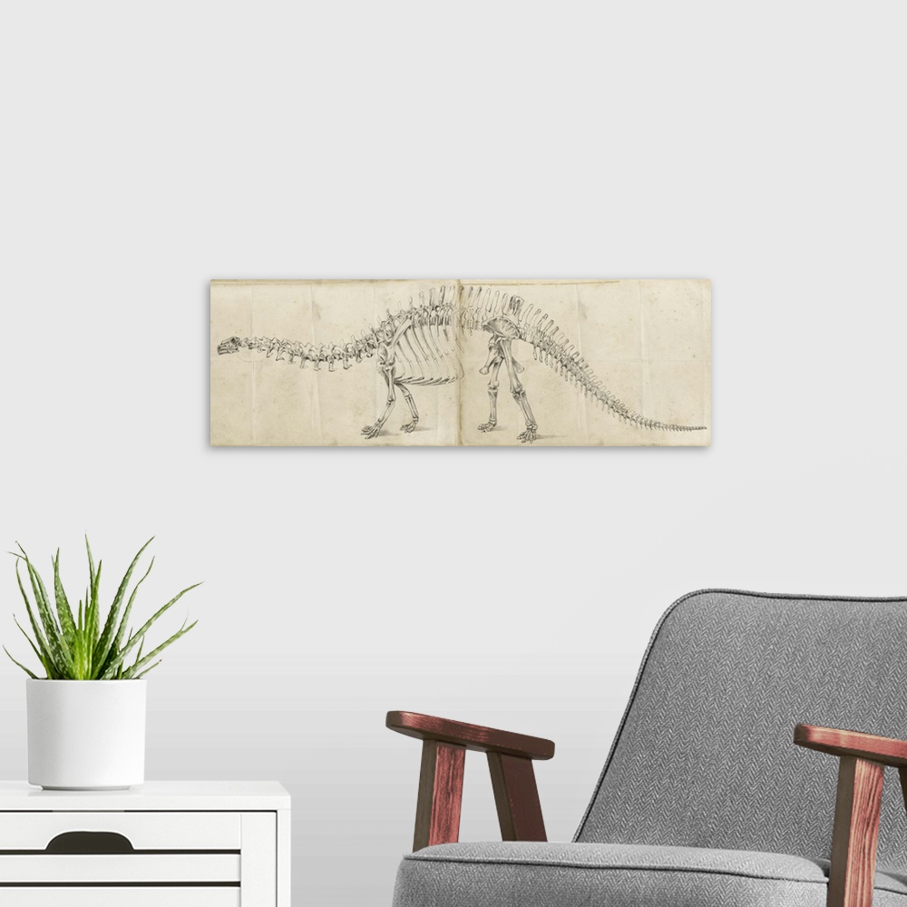 A modern room featuring Dinosaur Study I