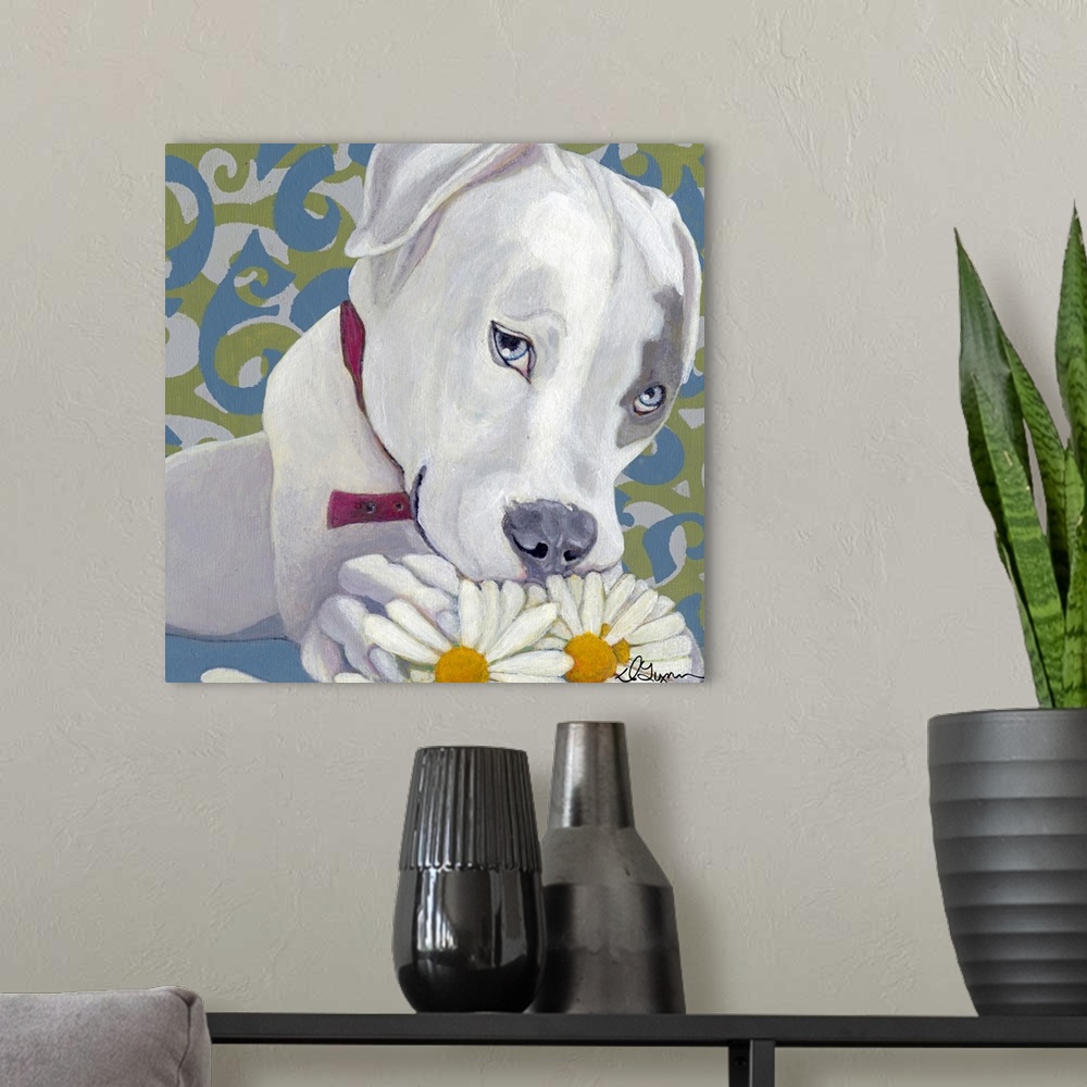 A modern room featuring Dlynn's Dogs - Patch