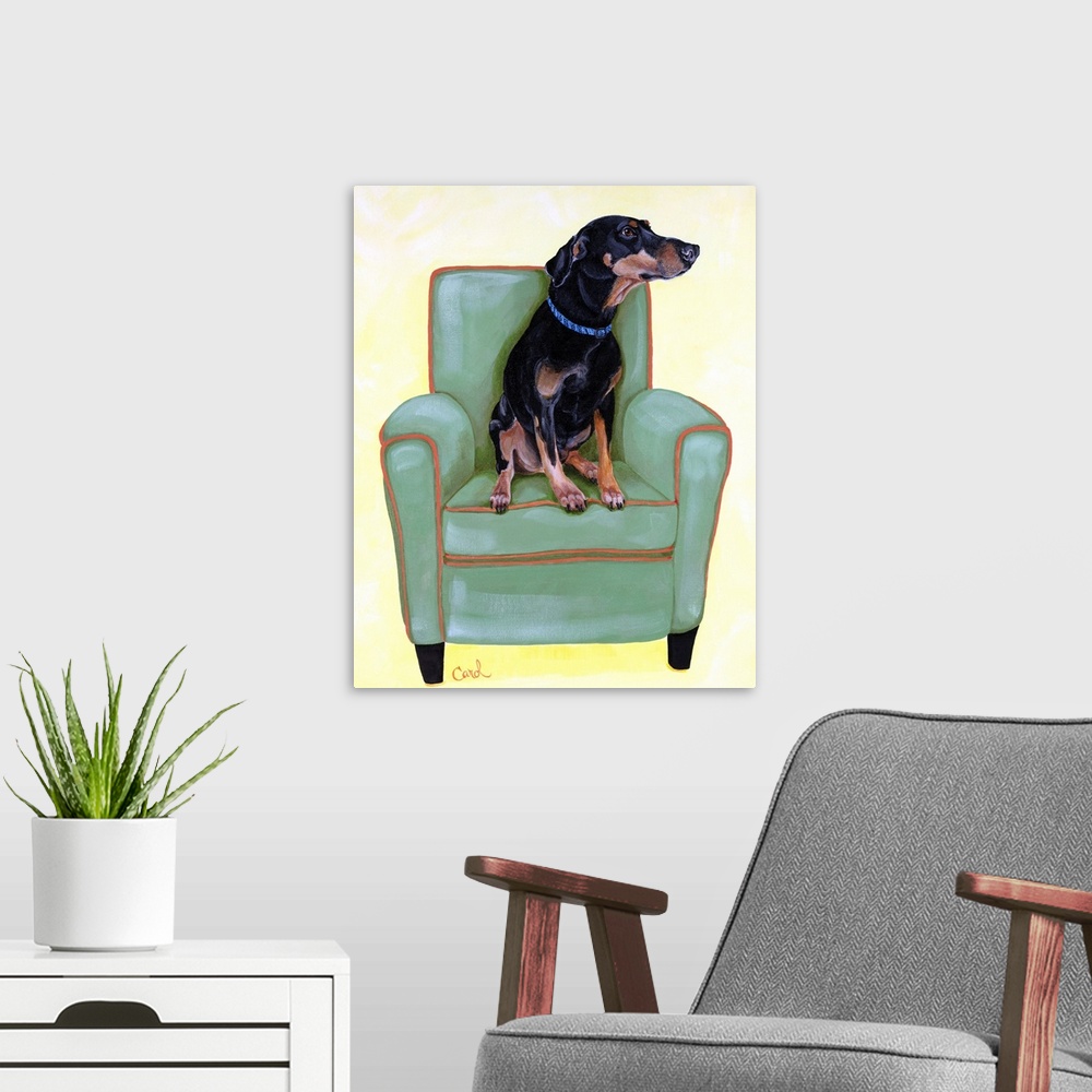 A modern room featuring Dobie on Green