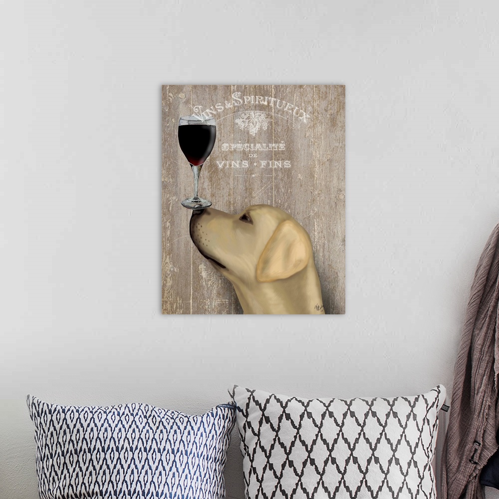 A bohemian room featuring Dog Au Vin Yellow Labrador