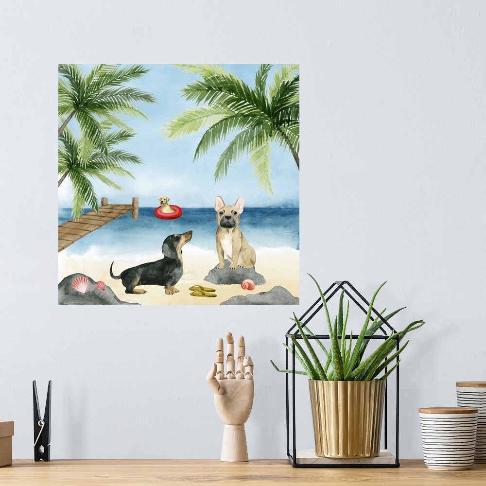 A bohemian room featuring Dogs on Deck I