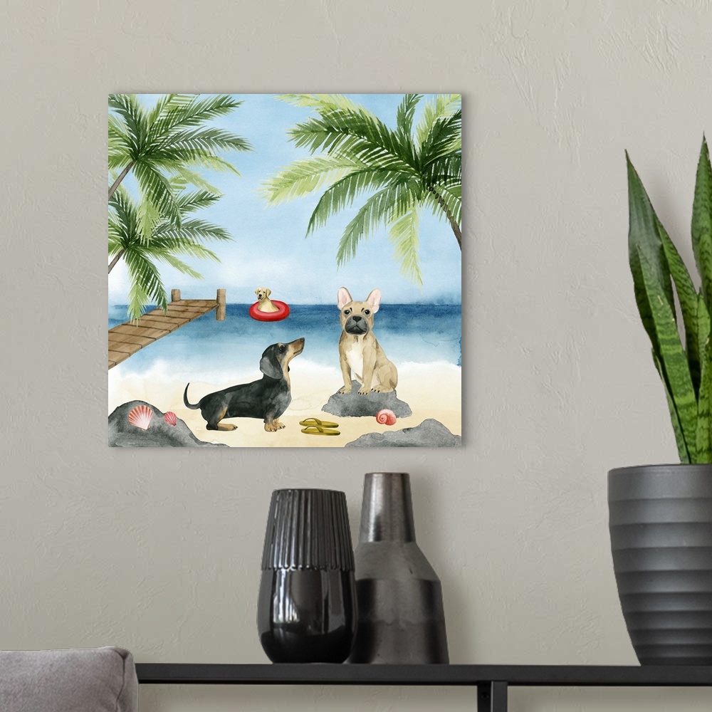 A modern room featuring Dogs on Deck I