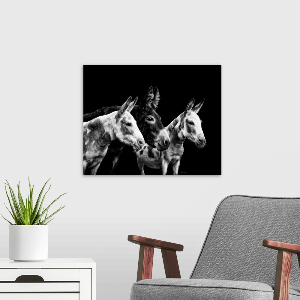 A modern room featuring Donkey Portrait II