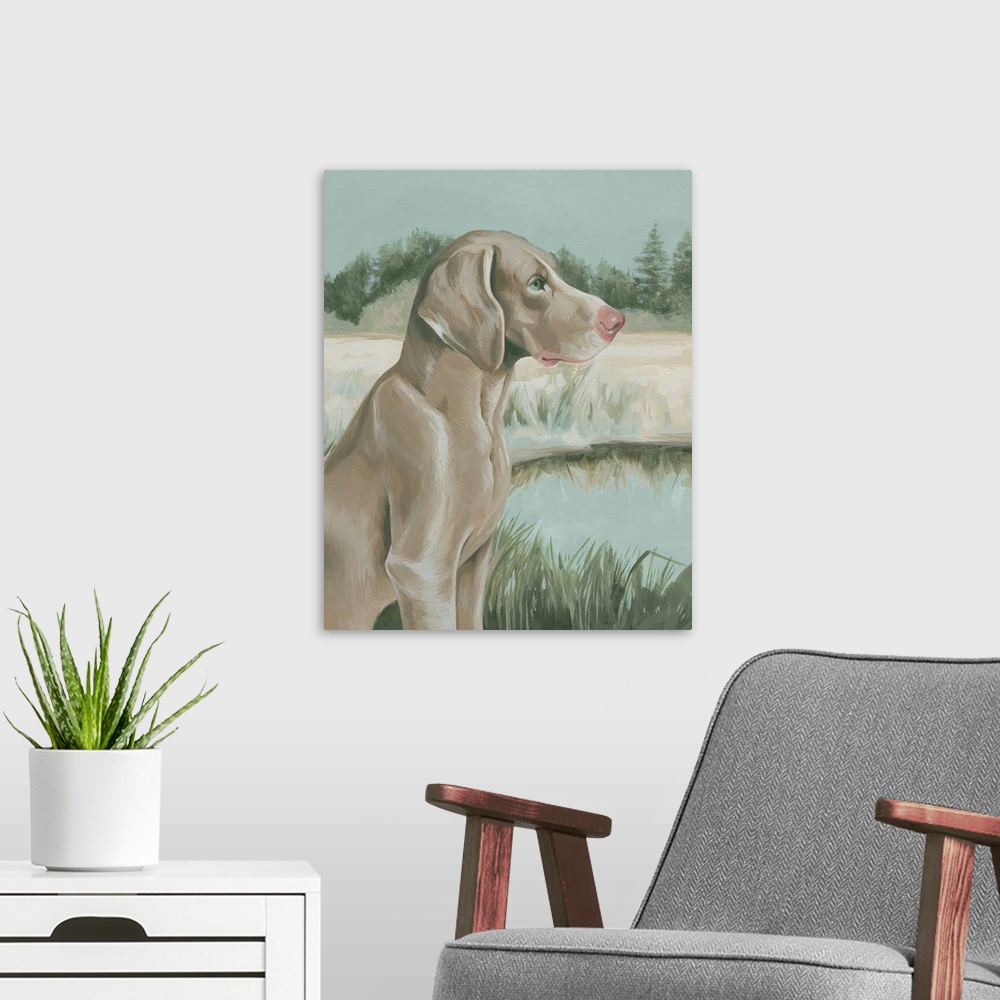A modern room featuring Dove Dogs I