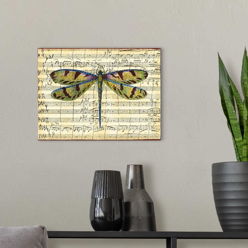 A modern room featuring Dragonfly Harmony I