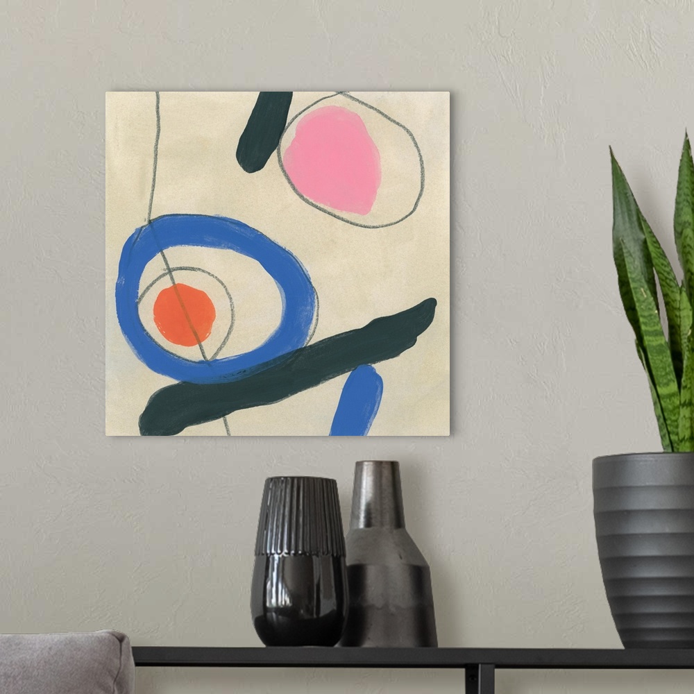 A modern room featuring Dreaming Miro I