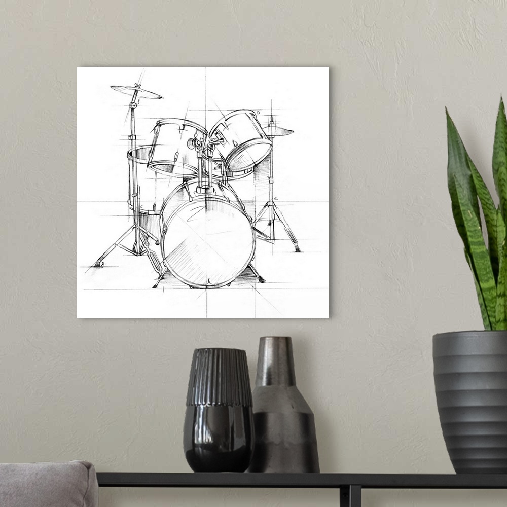 A modern room featuring Drum Sketch