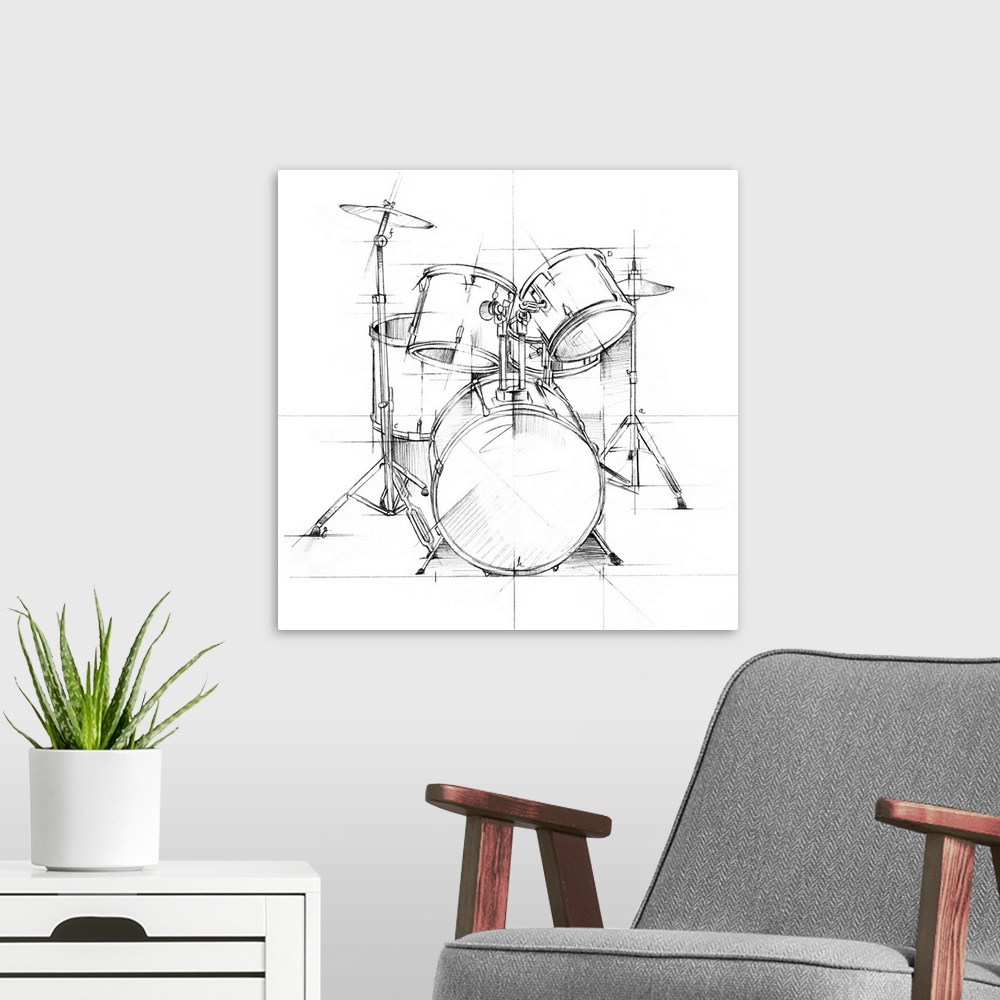 A modern room featuring Drum Sketch