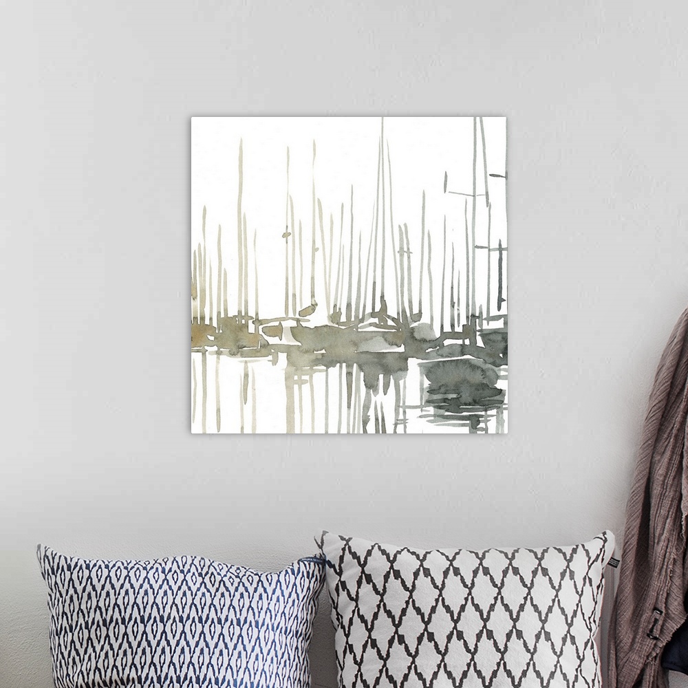 A bohemian room featuring Early Morning Wharf I