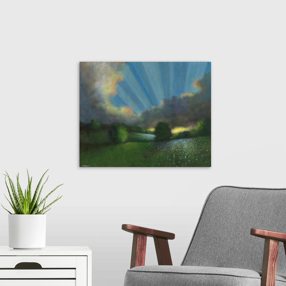 A modern room featuring Early Spring Morning II