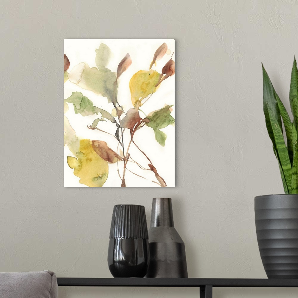 A modern room featuring Ebbing Leaves II