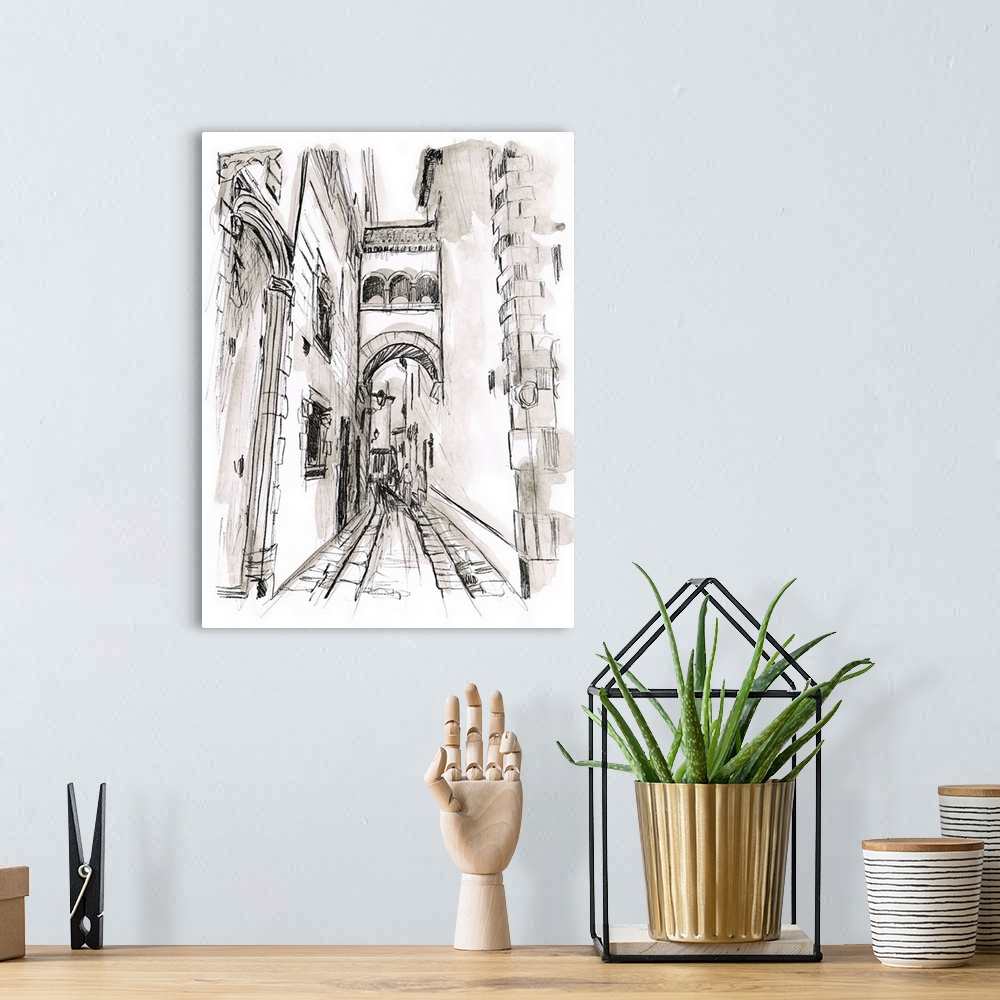A bohemian room featuring Europe Street Sketches II