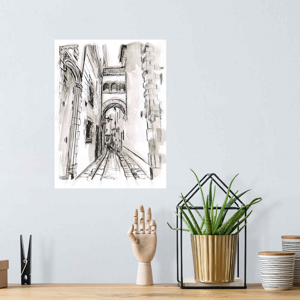 A bohemian room featuring Europe Street Sketches II
