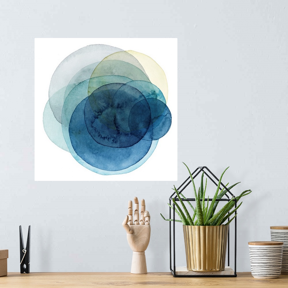A bohemian room featuring Inspired by the cosmos, these spinning watercolor circles resemble the orbit a planet takes in sh...