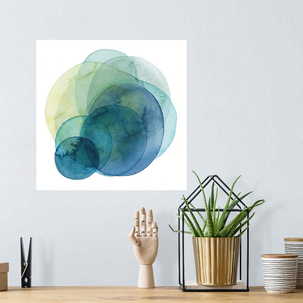 A bohemian room featuring Inspired by the cosmos, these spinning watercolor circles resemble the orbit a planet takes in sh...