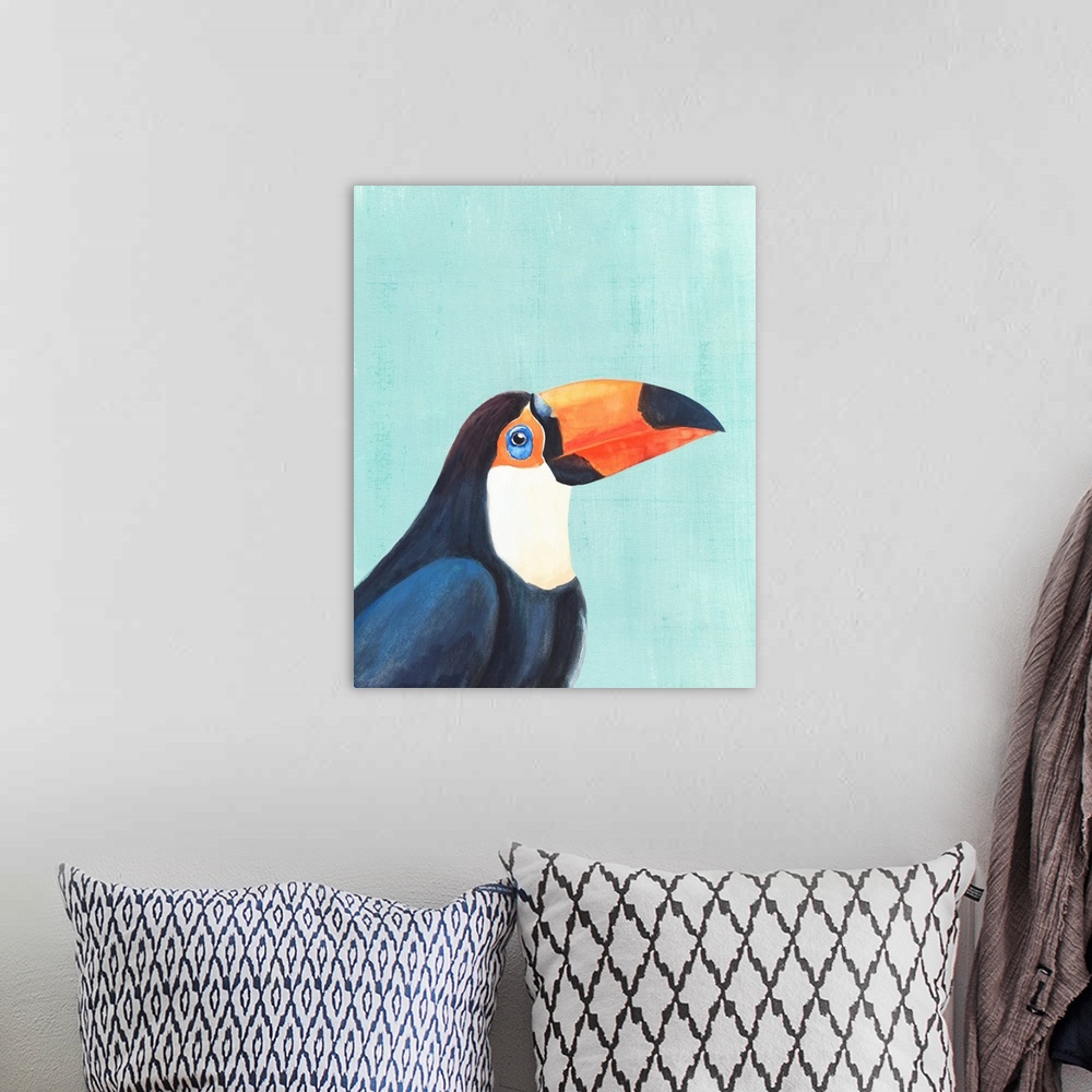 A bohemian room featuring Exotic Bird On Blue II