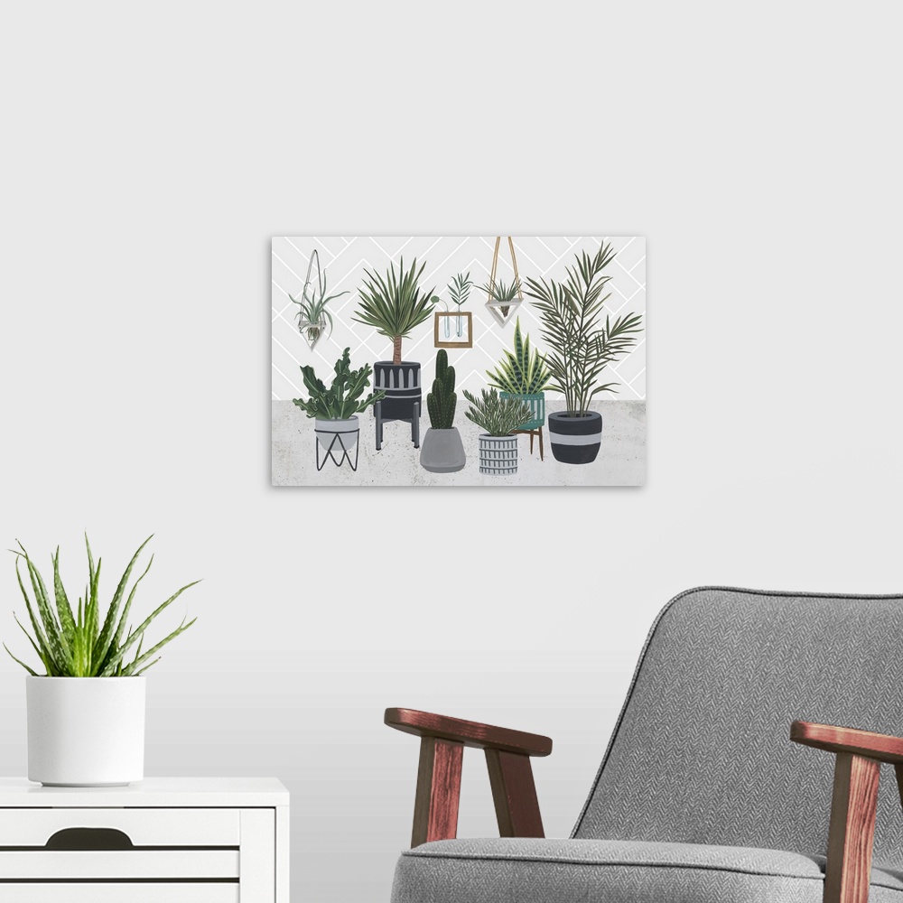 A modern room featuring Family Portrait III