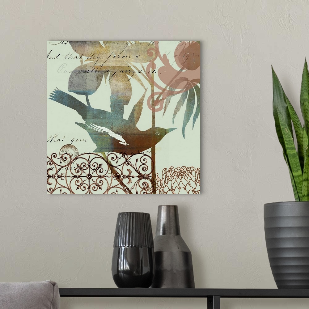 A modern room featuring Fanciful Bird I