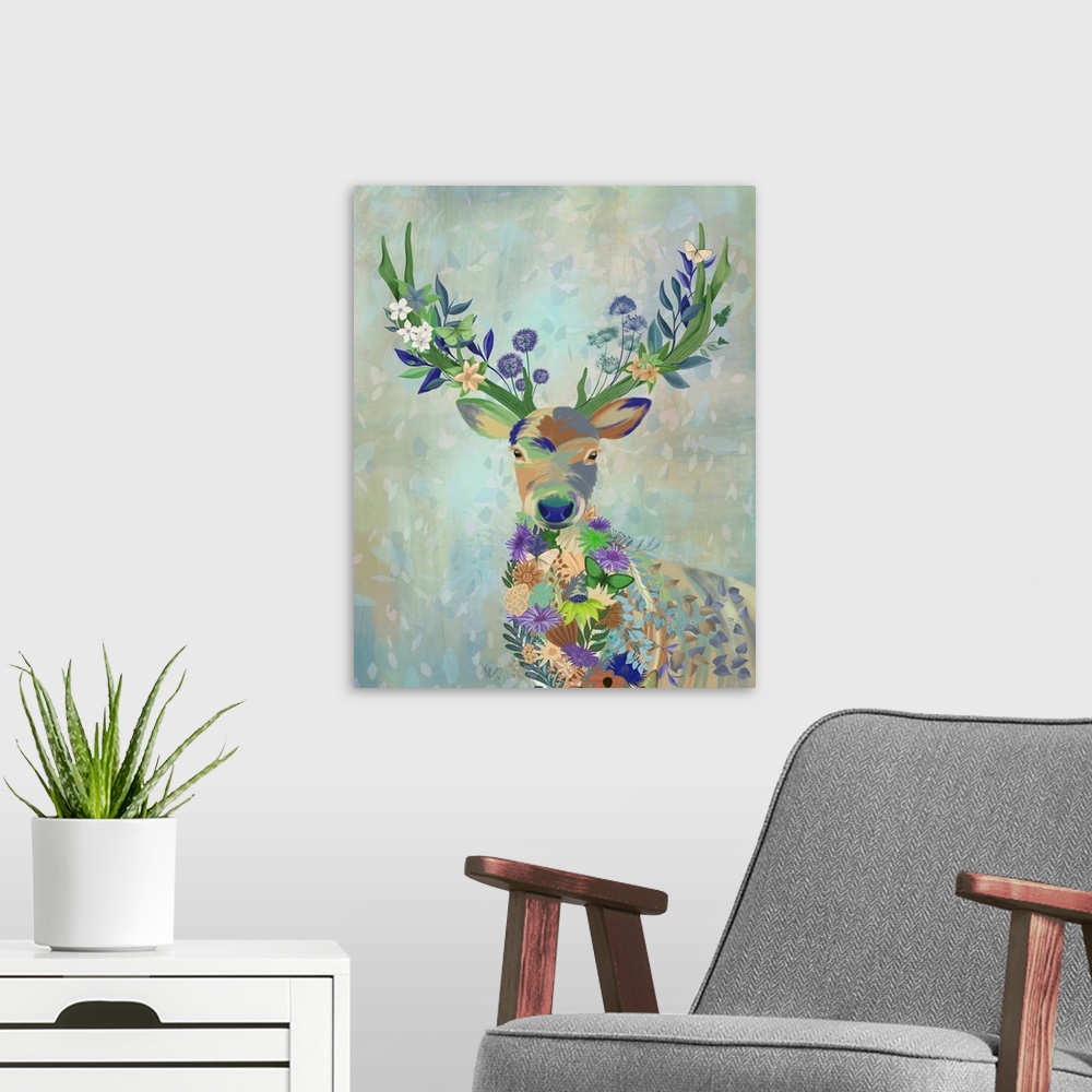 A modern room featuring Fantastic Florals Deer, Portrait