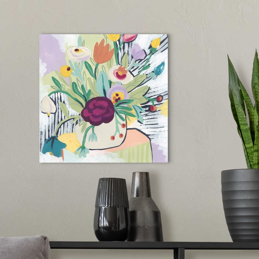 A modern room featuring Fauvist Floral I