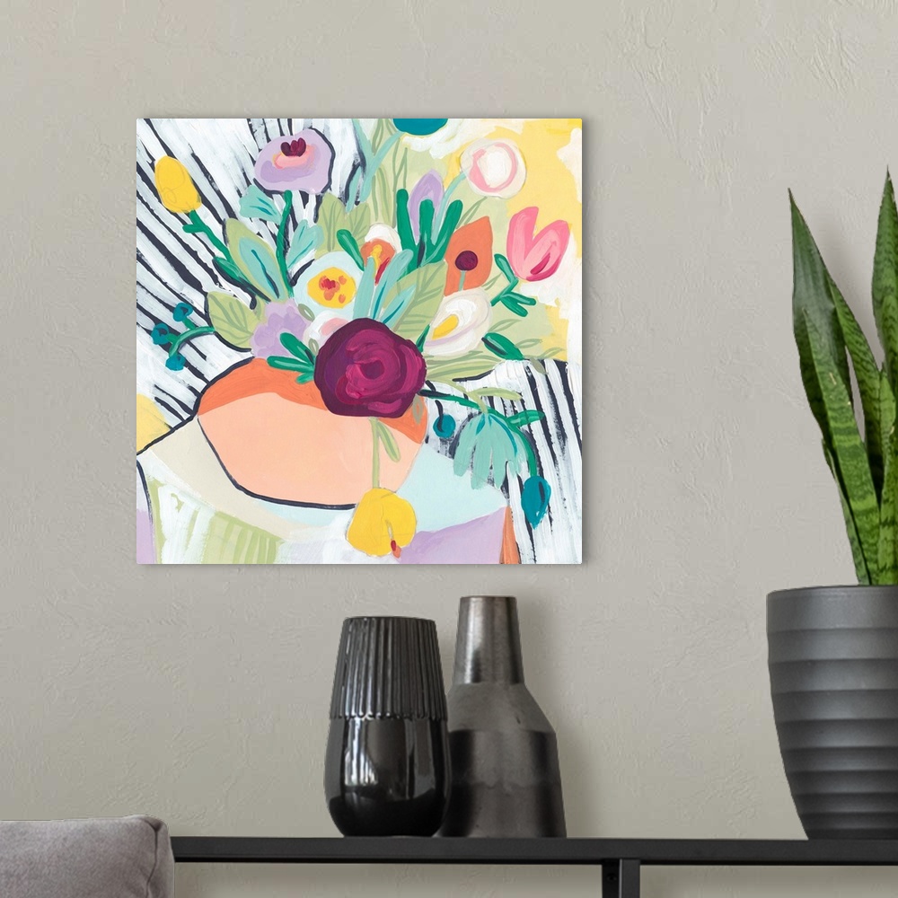 A modern room featuring Fauvist Floral II