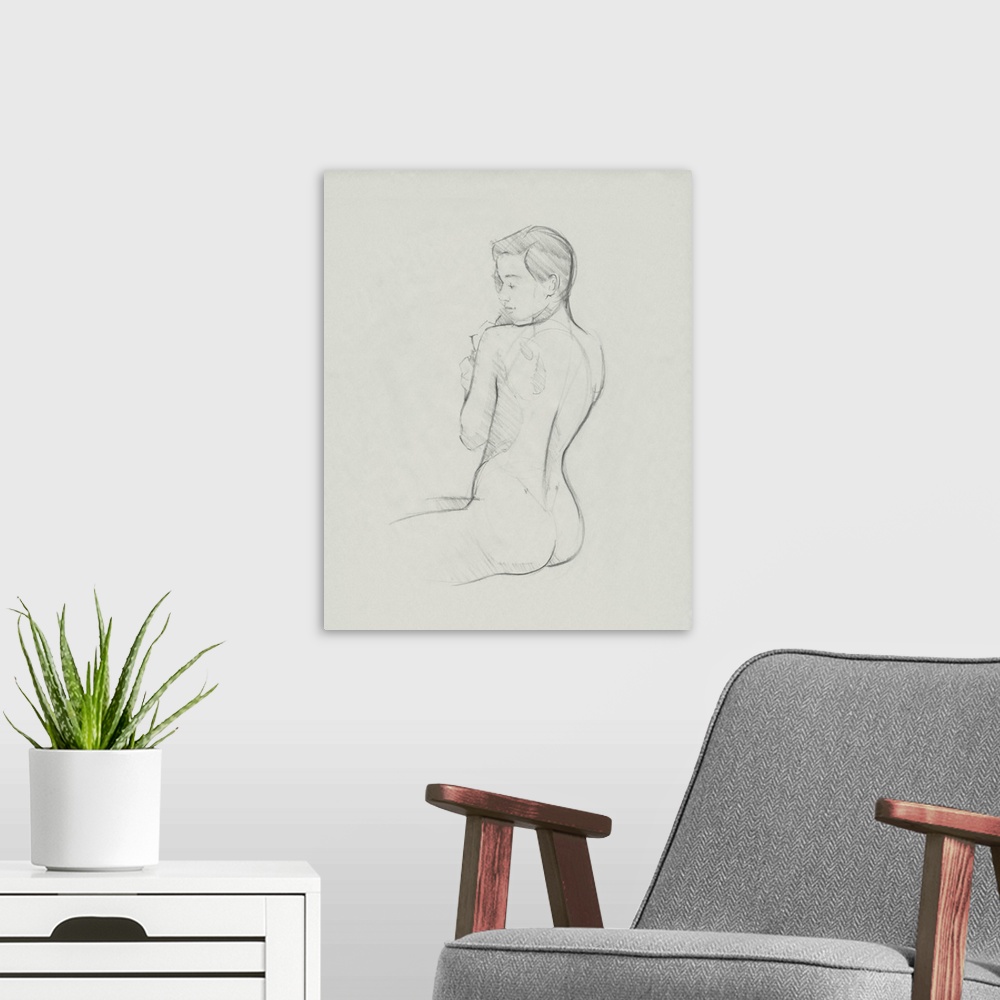 A modern room featuring Female Back Sketch I