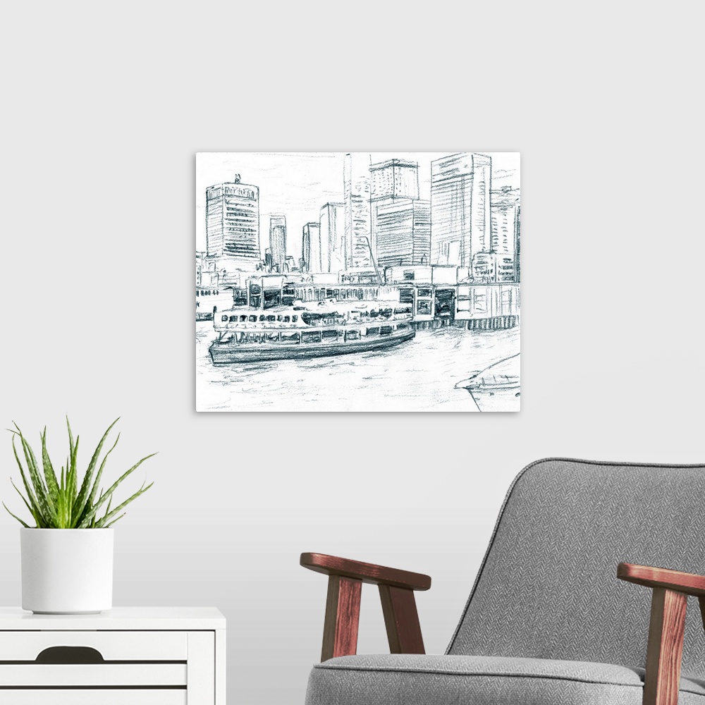 A modern room featuring Ferryboats IV