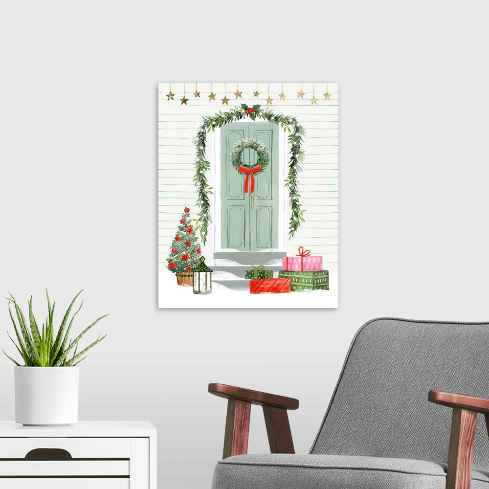 A modern room featuring Festive Front Door I