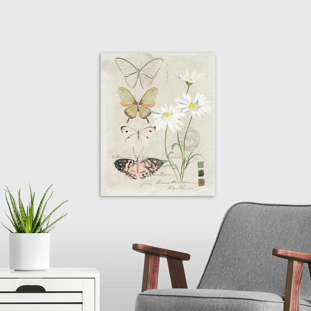 A modern room featuring Field Notes Florals IV