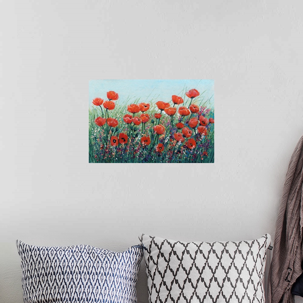 A bohemian room featuring Field Of Red Poppies I