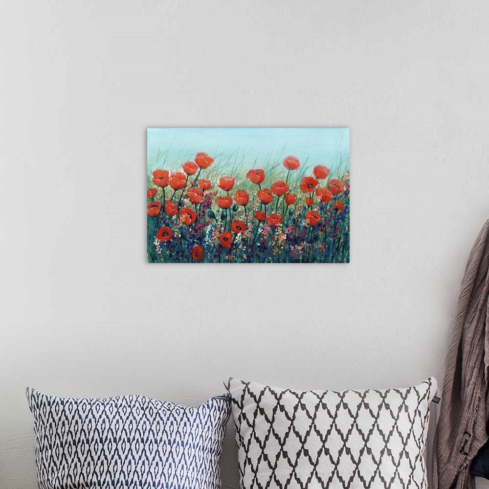 A bohemian room featuring Field Of Red Poppies II
