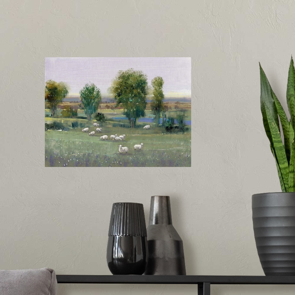 A modern room featuring Field of Sheep I