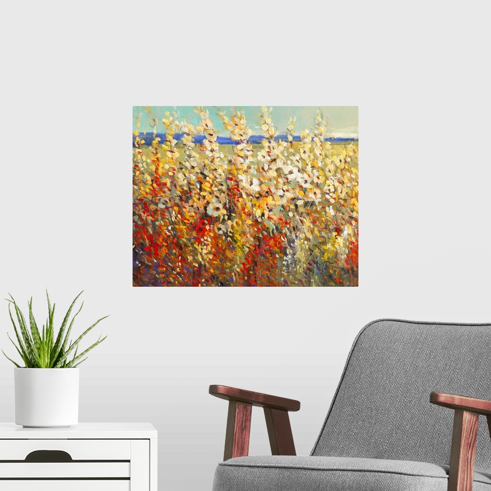 A modern room featuring Field of Spring Flowers II