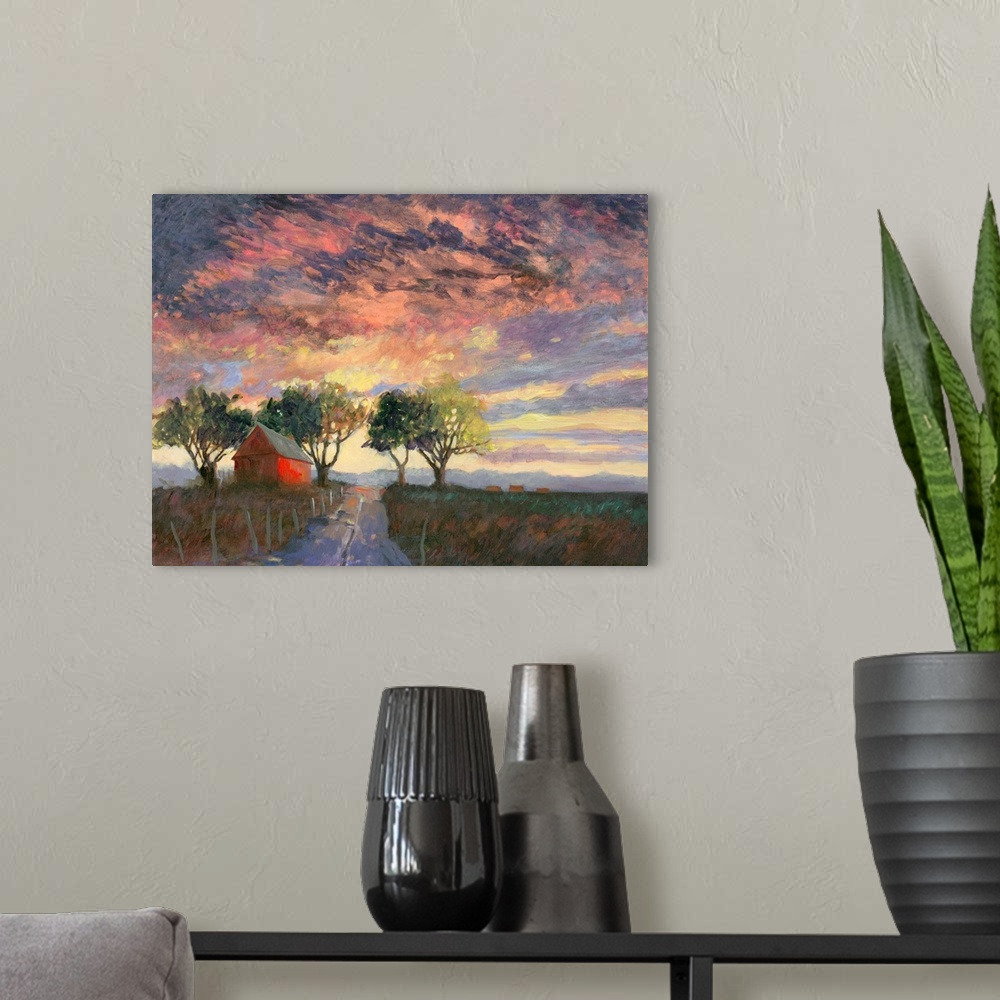 A modern room featuring Fire In The Sky