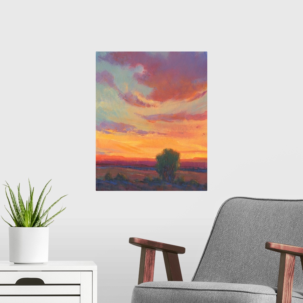 A modern room featuring Fire In The Sky I