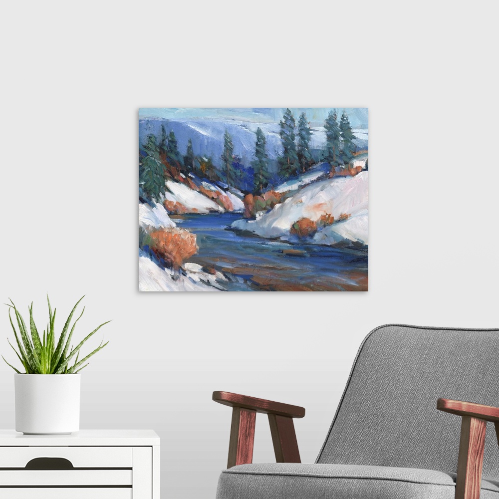 A modern room featuring First Snow II
