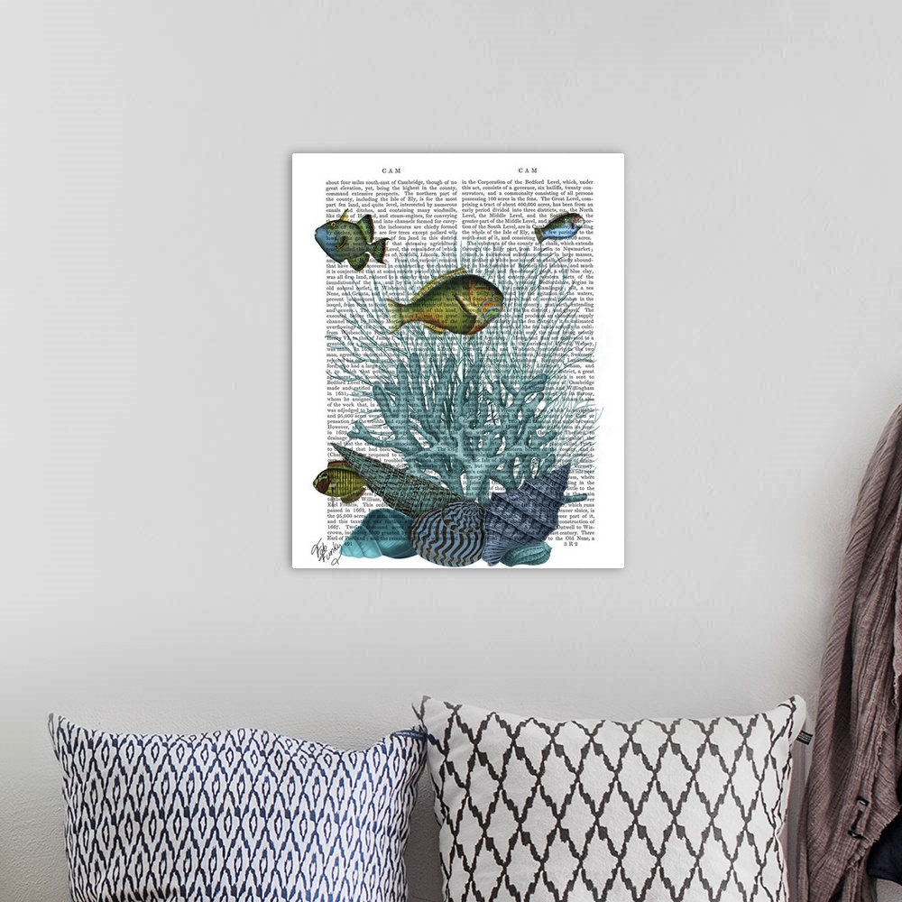 A bohemian room featuring Fish Blue Shells and Corals