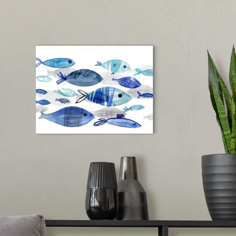 A modern room featuring Fish Parade I