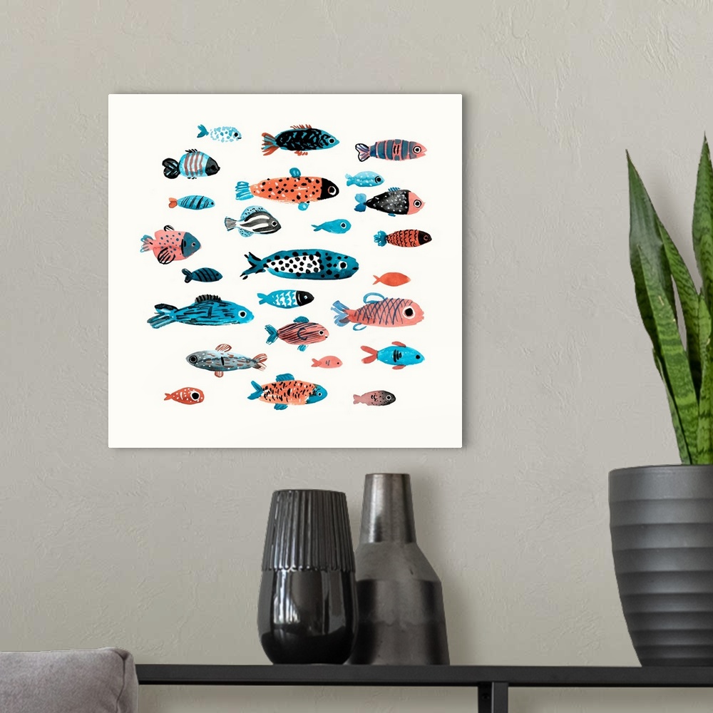 A modern room featuring Fish School I