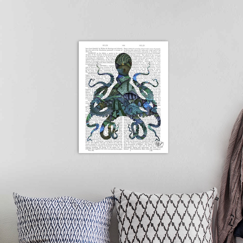 A bohemian room featuring Fishy Blue Octopus