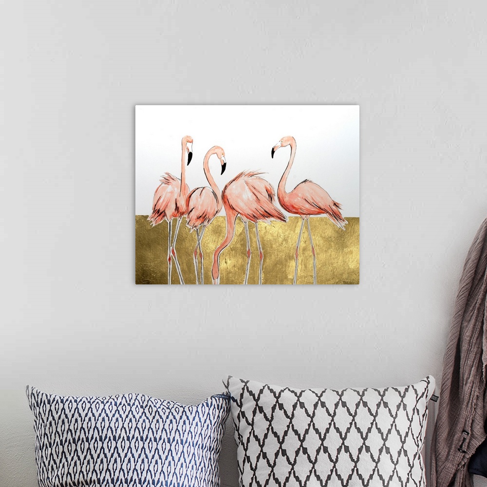 A bohemian room featuring Flamingo Flock I