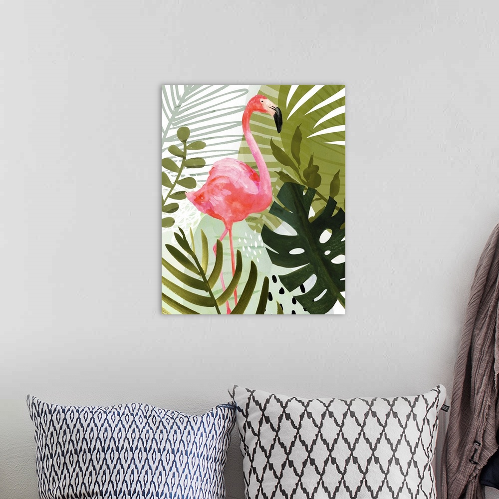 A bohemian room featuring Flamingo Forest II