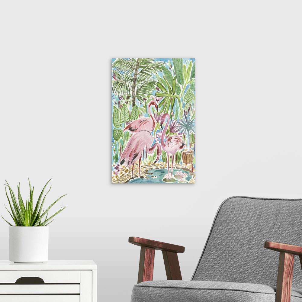 A modern room featuring Flamingo Paradise II