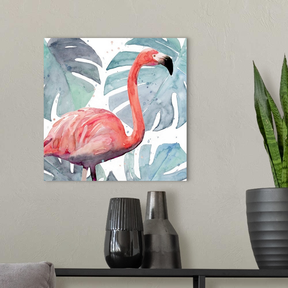 A modern room featuring Flamingo Splash I